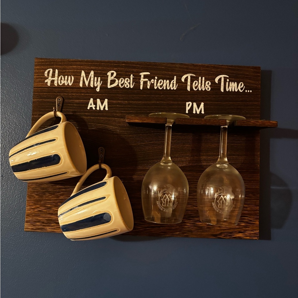 Rustic Brown Wall Decor for mugs and glasses (does not include mugs and glasses)